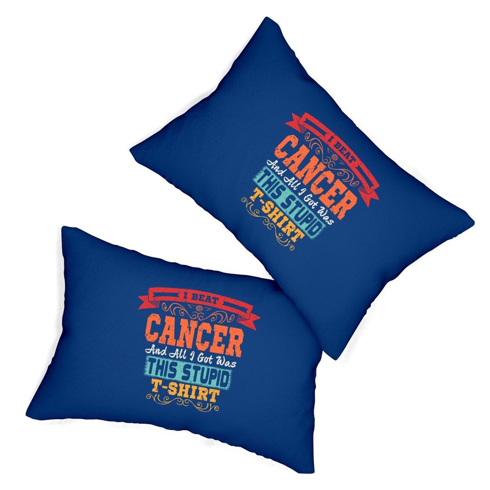 Cancer Retro Awareness Survivor Gift Lumbar Pillow