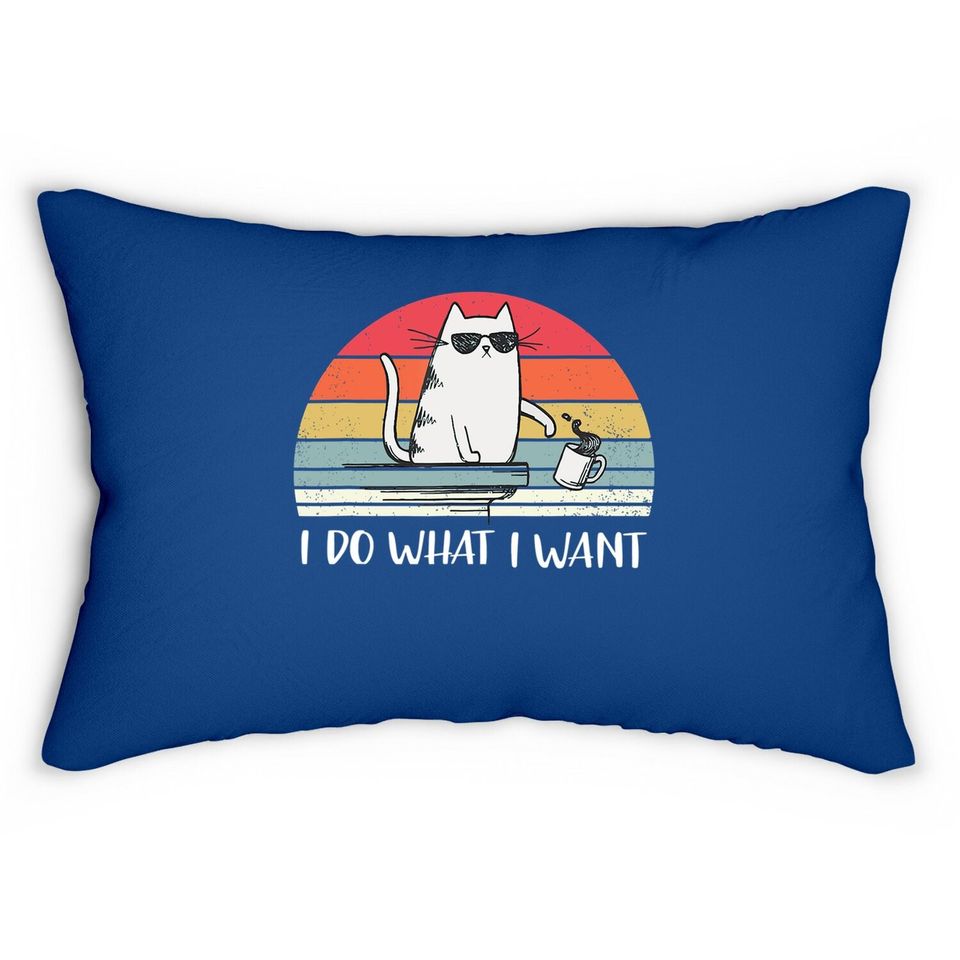 I Do What I Want Funny Black Cat Lovers Lumbar Pillow
