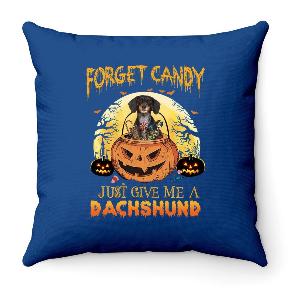 Candy Pumpkin Dachshund Dog Throw Pillow