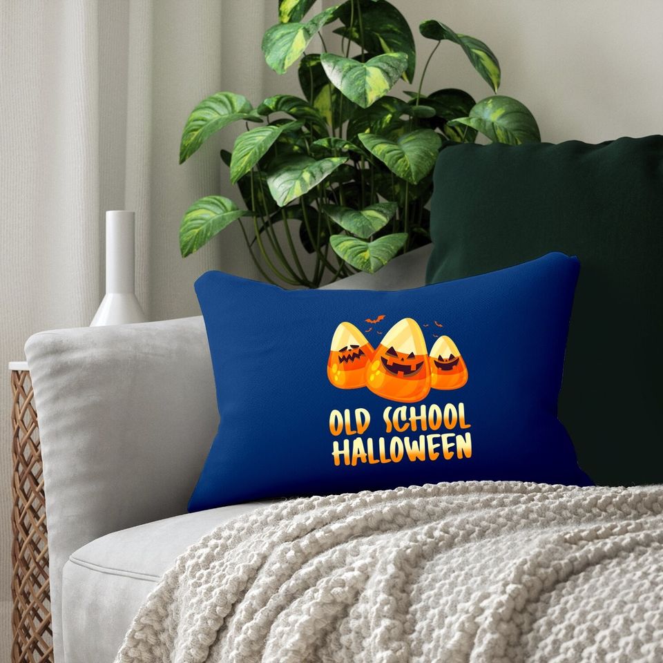 Old School Halloween Candy Corn Lumbar Pillow
