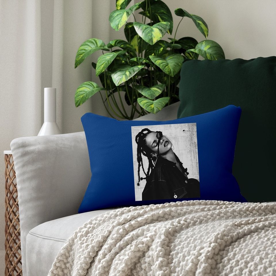 Rihanna B&w Aesthetic Lumbar Pillow