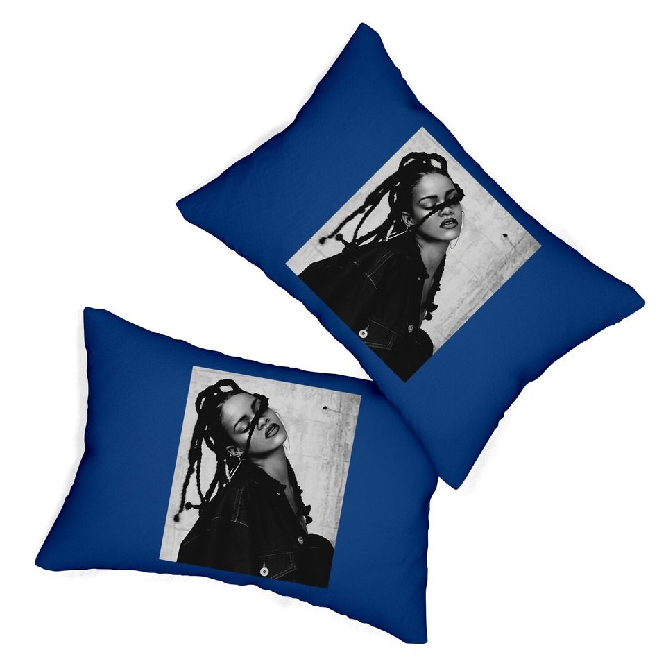 Rihanna B&w Aesthetic Lumbar Pillow