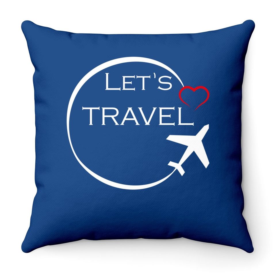World Traveller Let's Travel Cute Traveling Vacation Throw Pillow