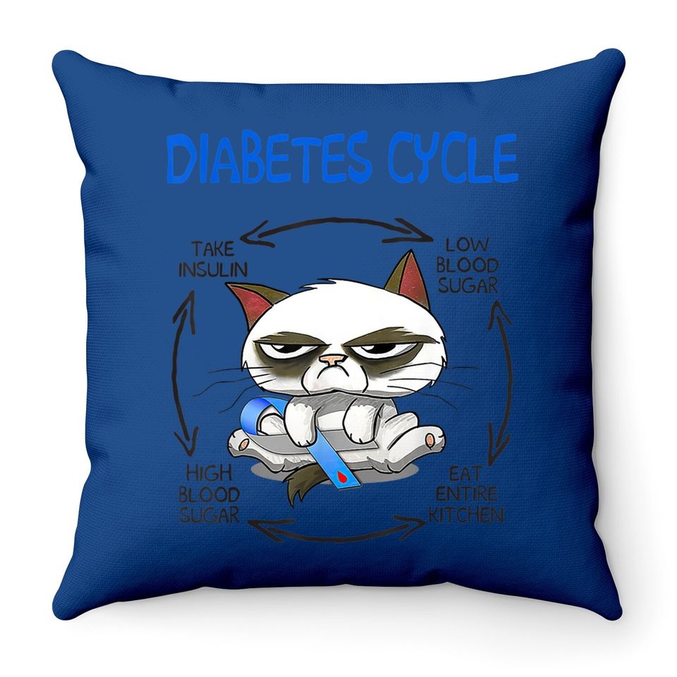 Diabetes Awareness Cat Diabetes Cycle Throw Pillow