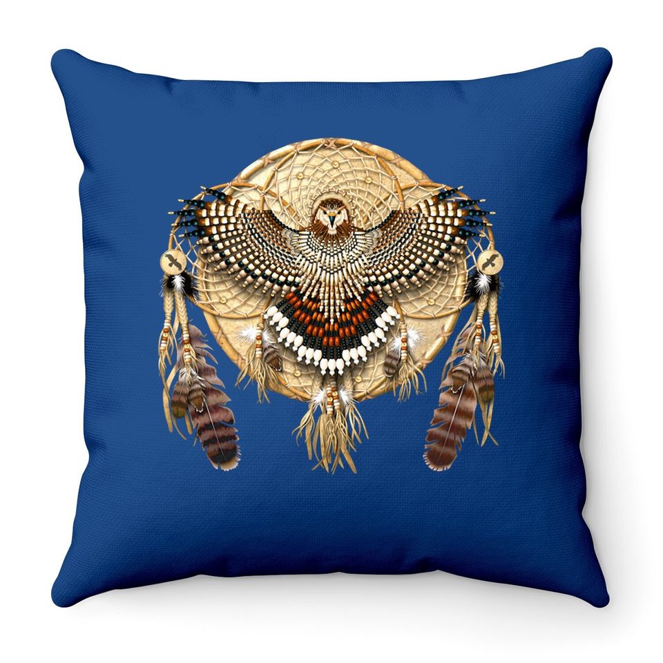 Red-tail Hawk Dreamcatcher Mandala Classic Throw Pillow