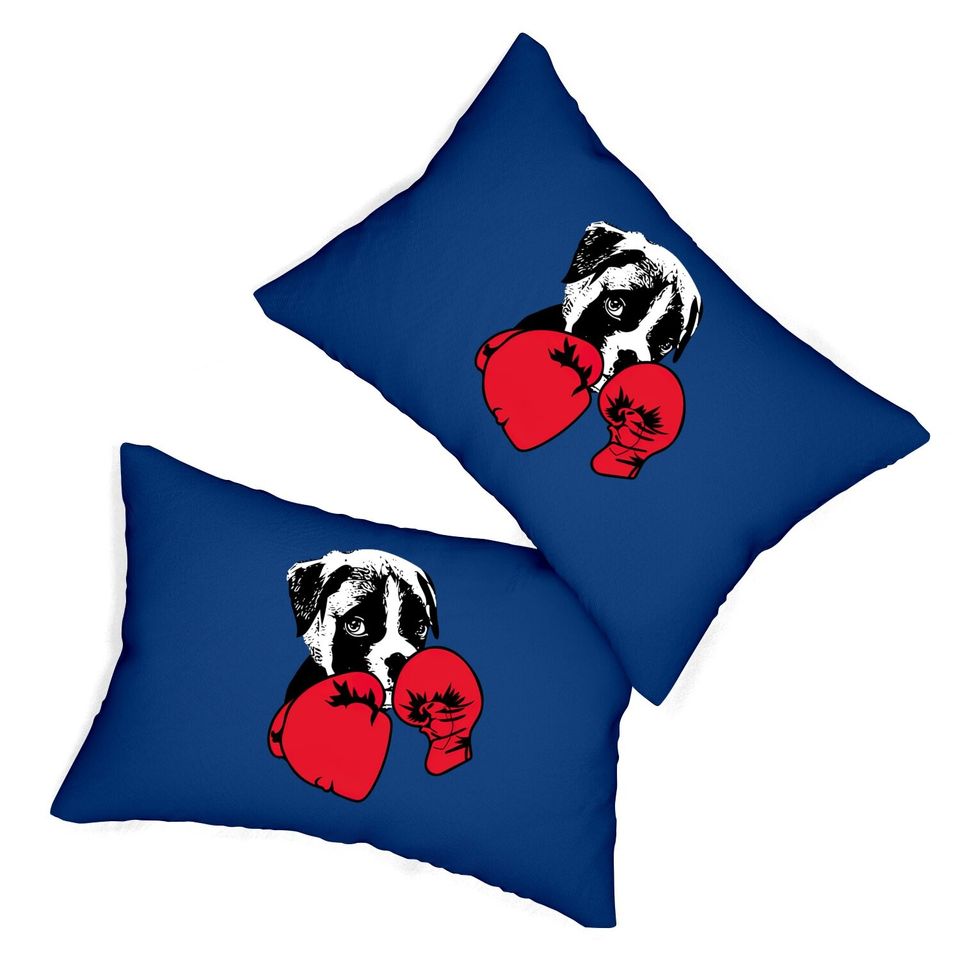 Dog With Boxing Red Gloves Lumbar Pillow