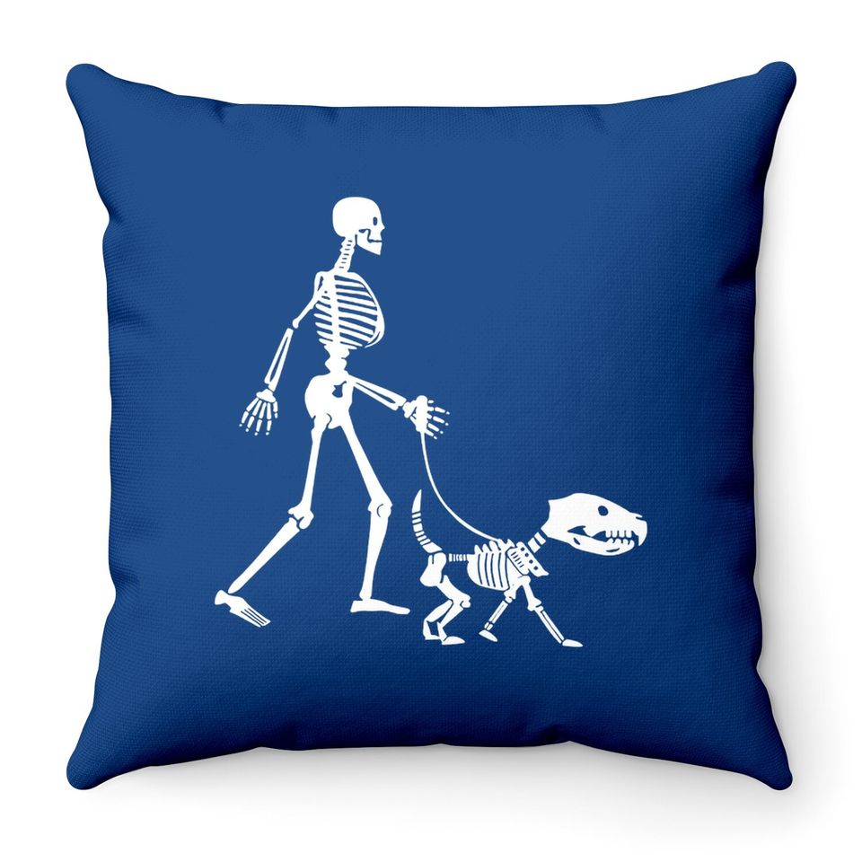 Skeleton Dog Throw Pillow