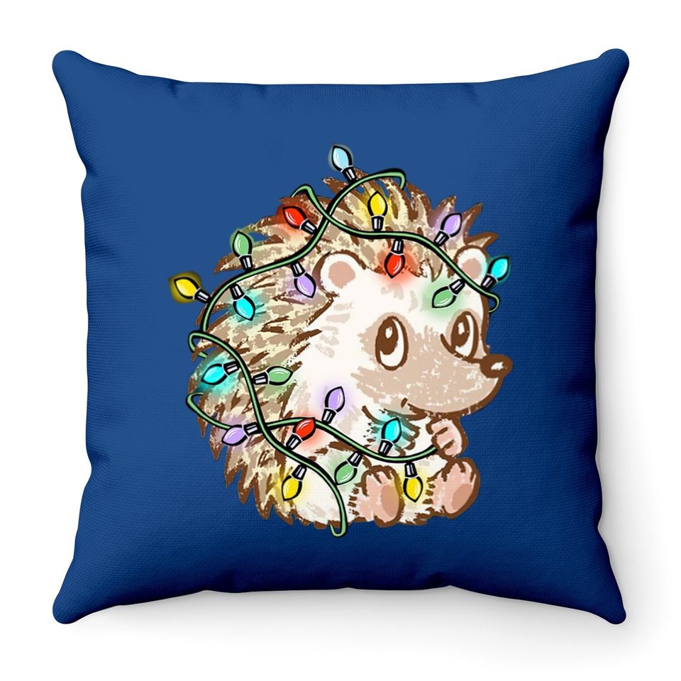 Hedgehog Christmas Colors Throw Pillow