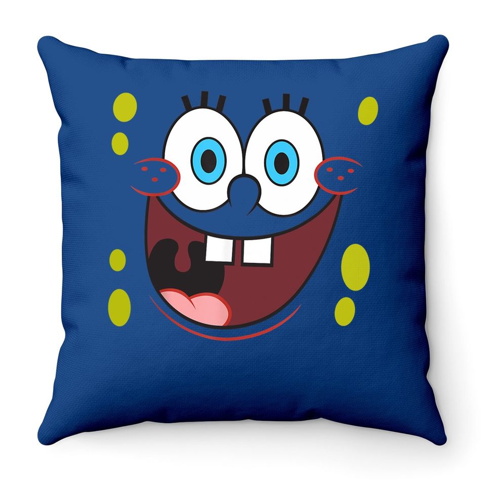 Spongebob Squarepants Bright Eyed Smiling Face Throw Pillow Throw Pillow