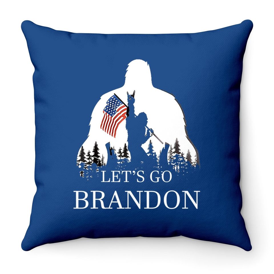 Let's Go Brandon Us Flag Bigfoot Throw Pillow