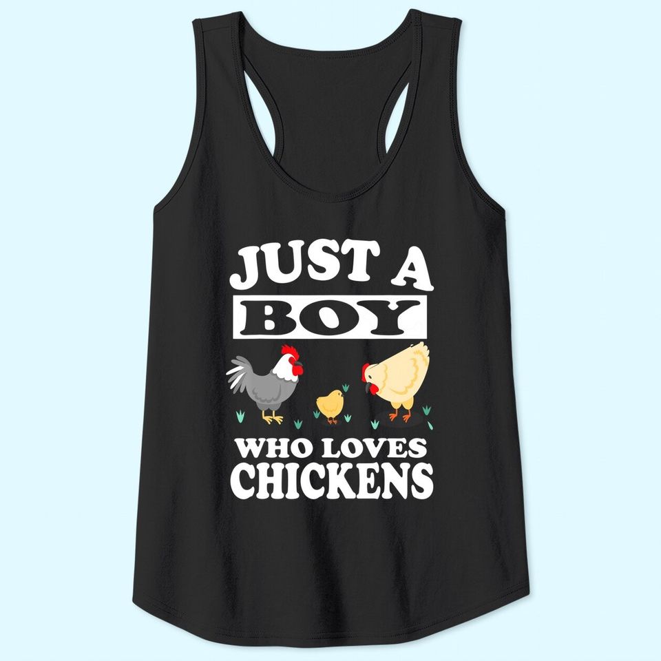Just A Boy Who Loves Chickens Farm Chicken Gift Tank Tops