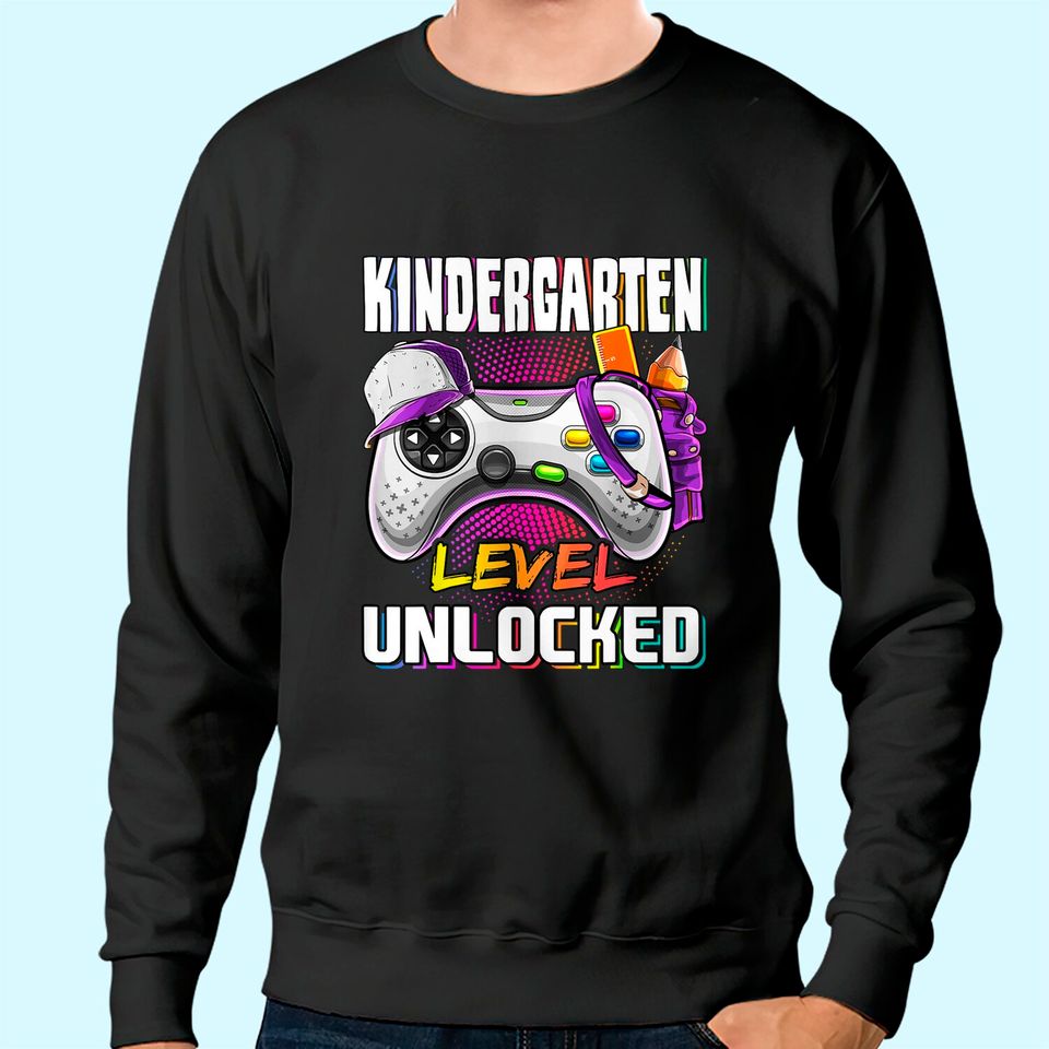 Kindergarten Level Unlocked Back to School Video Game Girls Sweatshirt