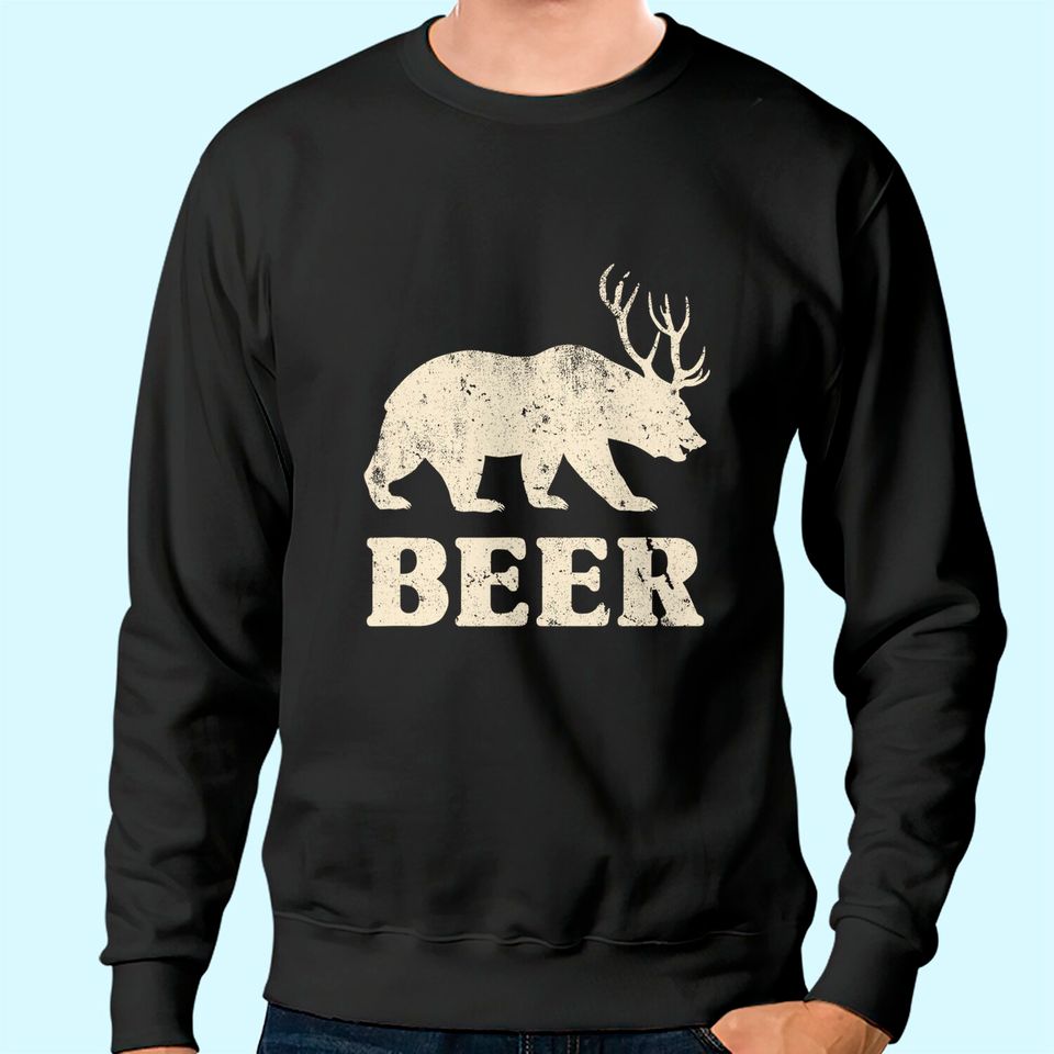 Vintage Bear Deer Funny Beer Sweatshirt