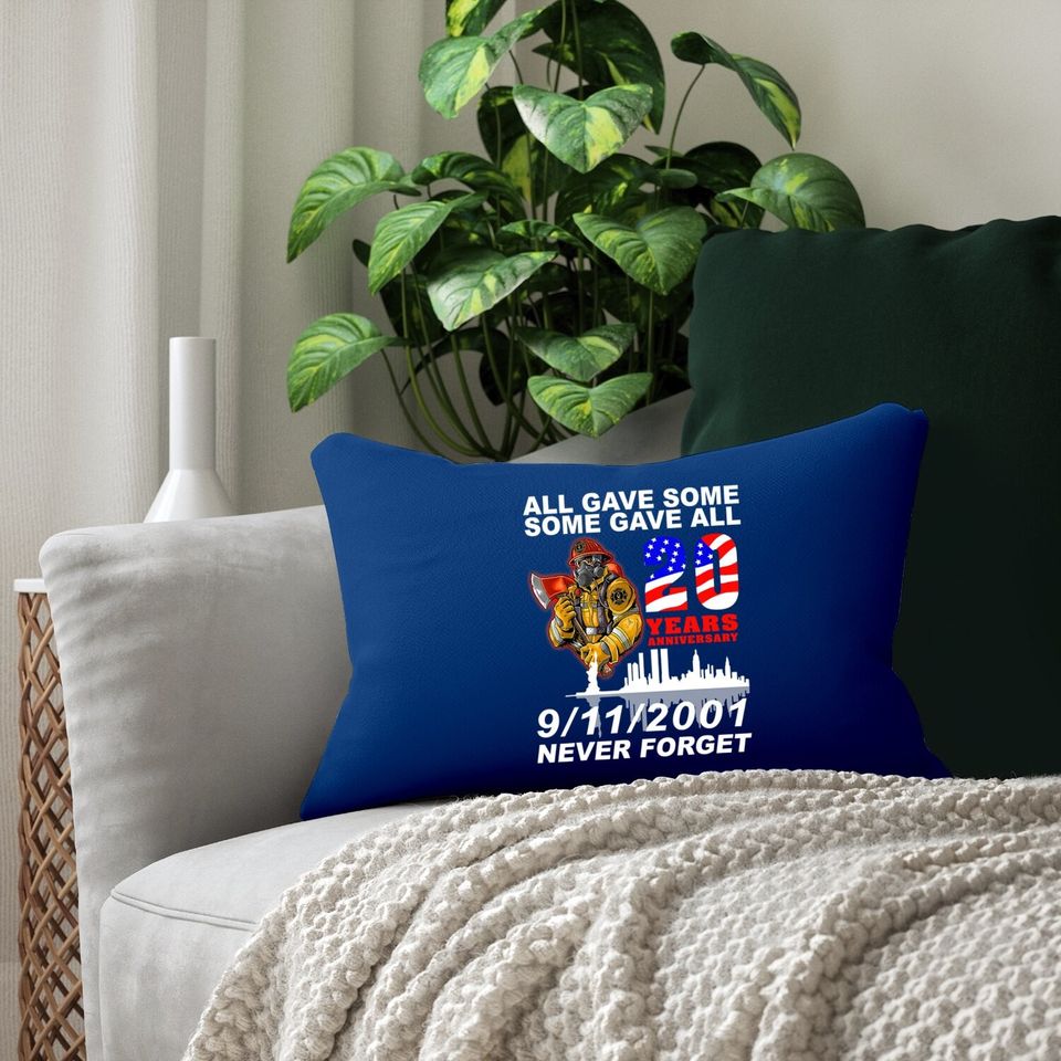 Never Forget 9-11-2001 20th Anniversary Firefighters Lumbar Pillows