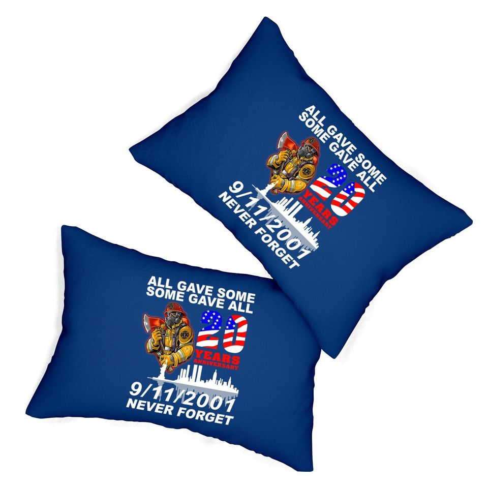 Never Forget 9-11-2001 20th Anniversary Firefighters Lumbar Pillows