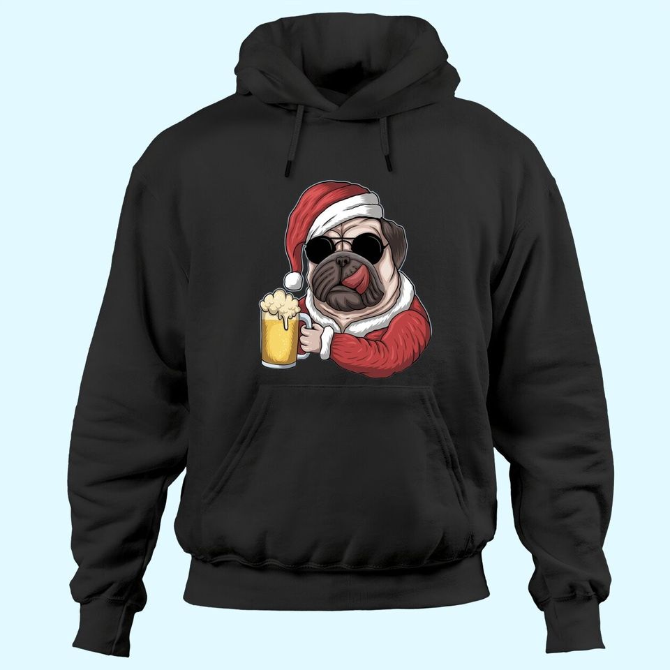 Dog Beer Wearing A Santa Christmas Hoodies