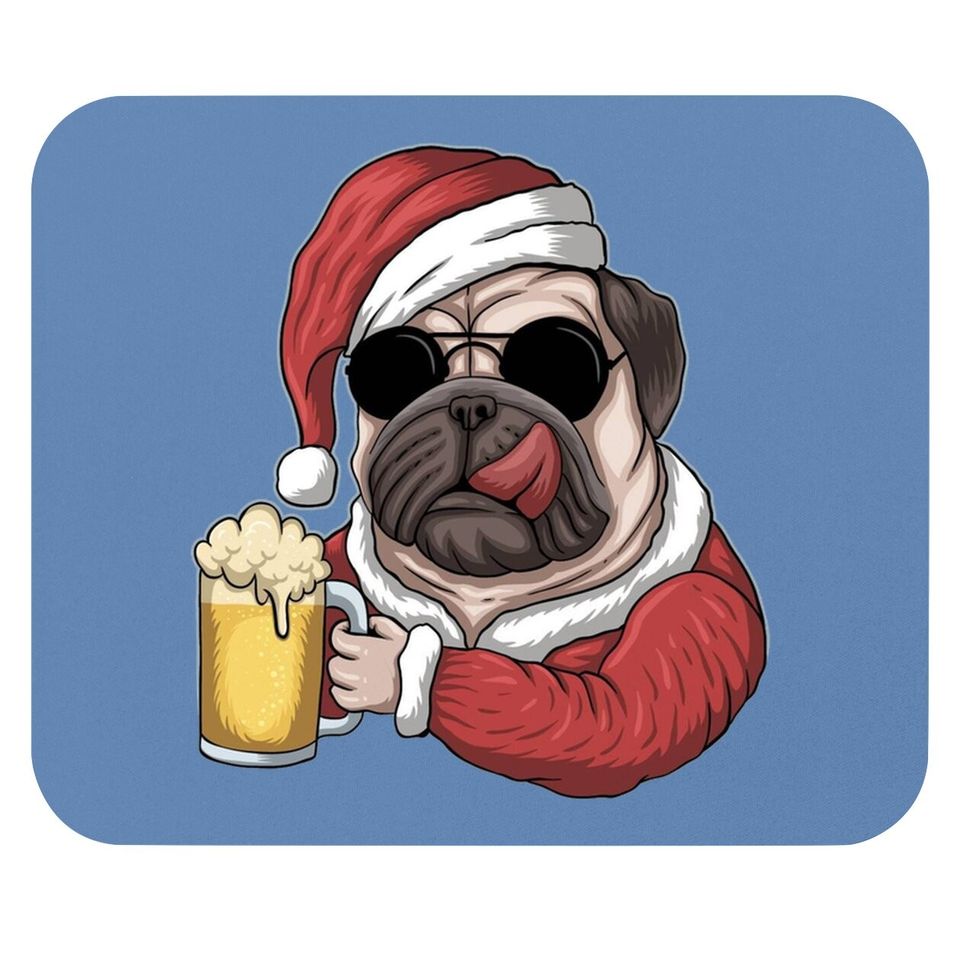Dog Beer Wearing A Santa Christmas Mouse Pads