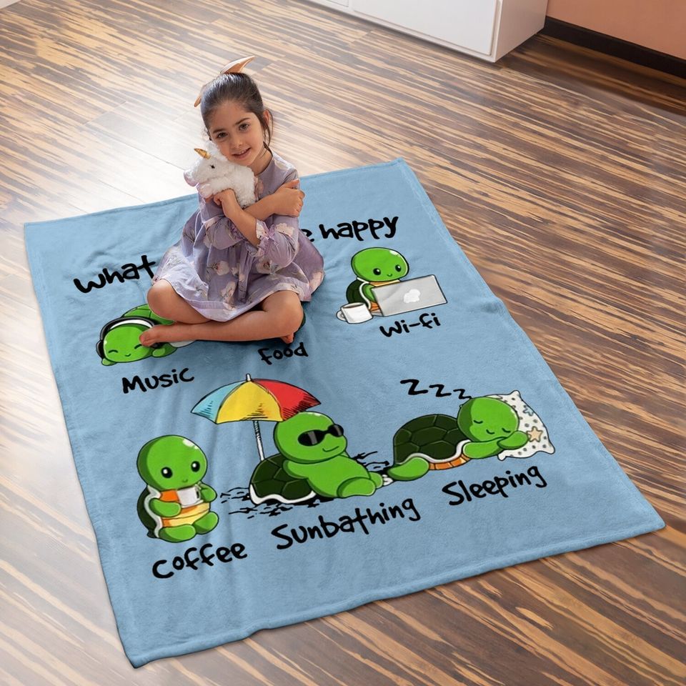 What Makes Turtle Happy Classic Baby Blanket