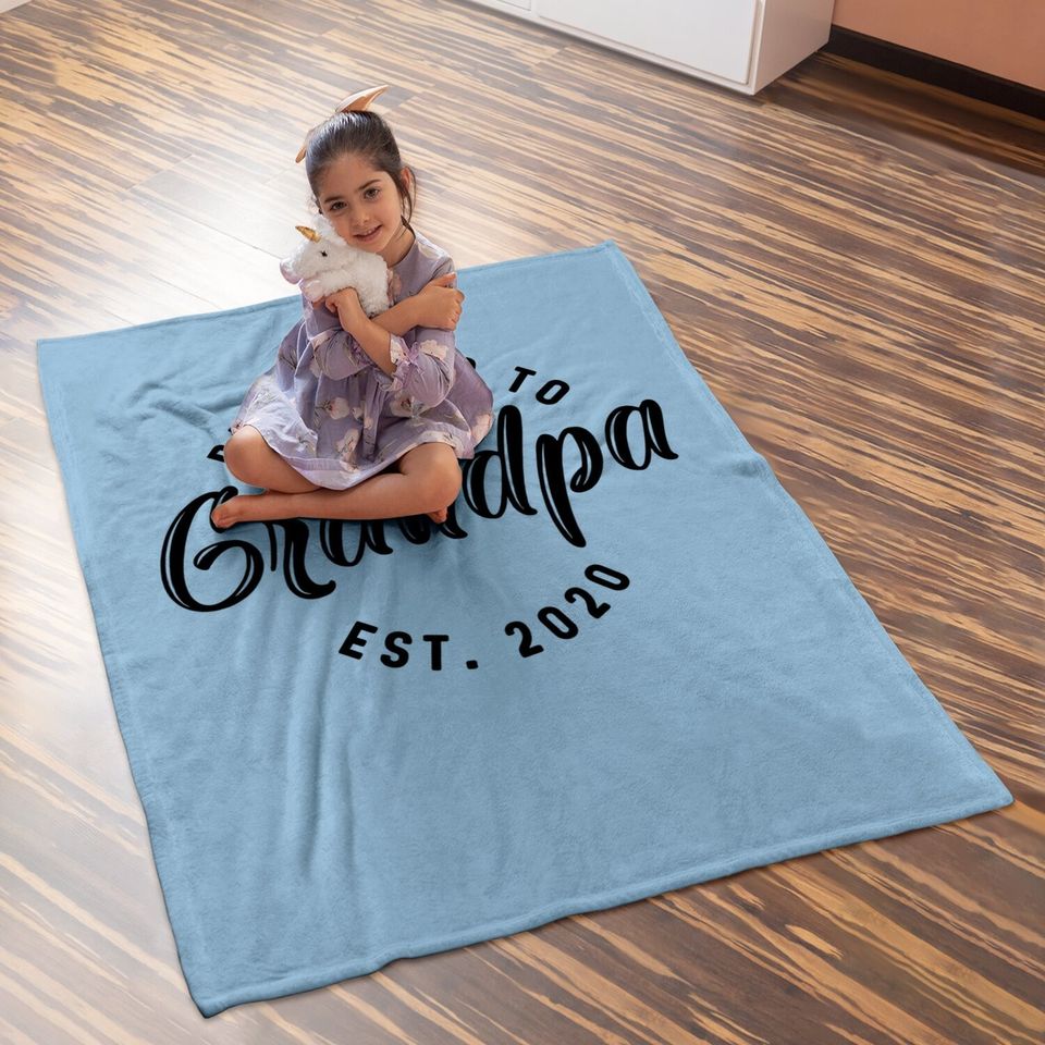 Promoted To Grandpa Est 2020 Baby Blanket Best Funny Novelty Gift Fathers Day