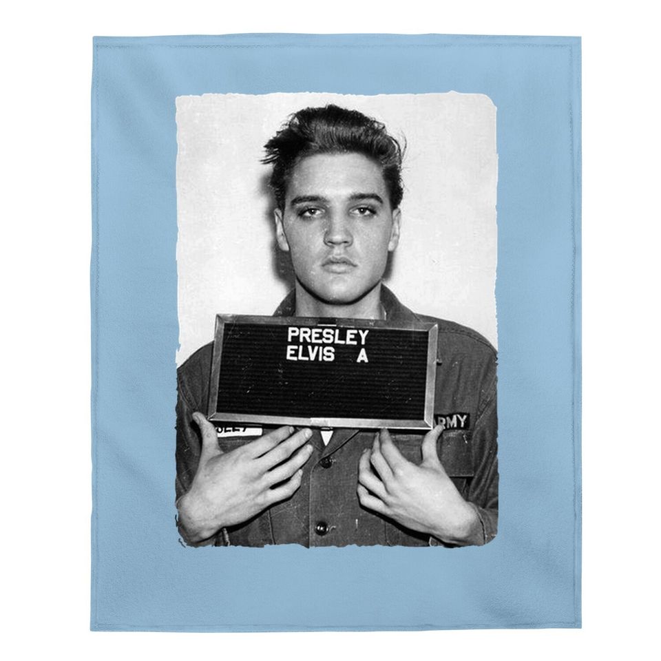 Elvis Presley Army Mug Shot Rock 'n' Roll Baby Blanket