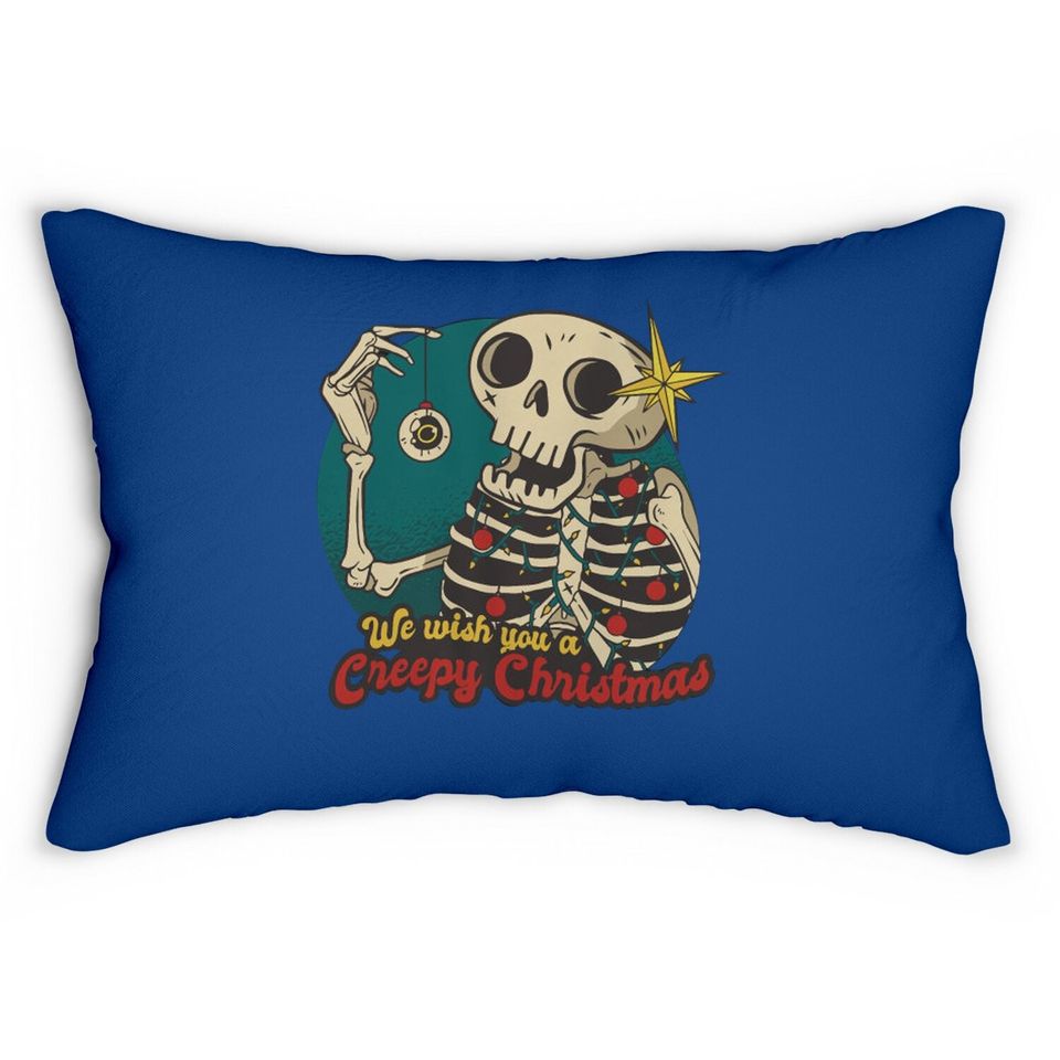 Skeleton Cartoon We Wish You A Creepy Christmas Pillows