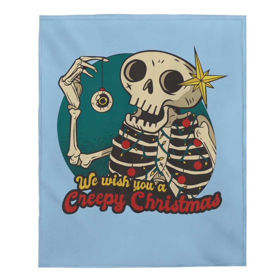 Skeleton Cartoon We Wish You A Creepy Christmas Baby Blankets