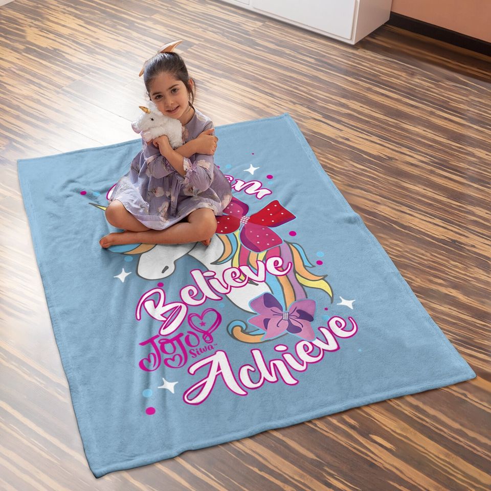 Dream Believe Achieve Unicorn Graphic Baby Blanket