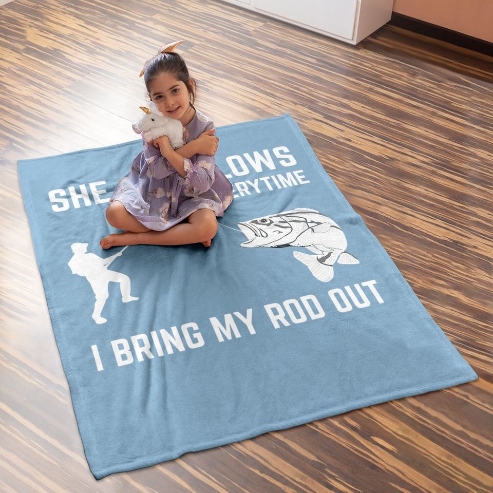 She Swallows Funny Fishing Gift For Adult Humor Fishing Baby Blanket