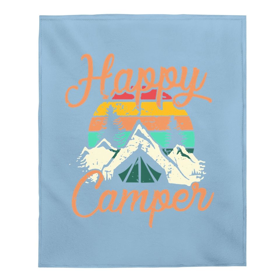 Happy Camper Baby Blanket For Funny Cute Graphic Baby Blanket Short Sleeve Letter Print Casual Baby Blanket Baby Blanket