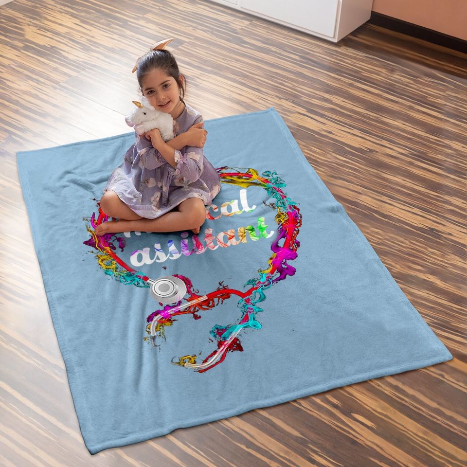 Cute Medical Assistant Colorful Stethoscope Heart Baby Blanket