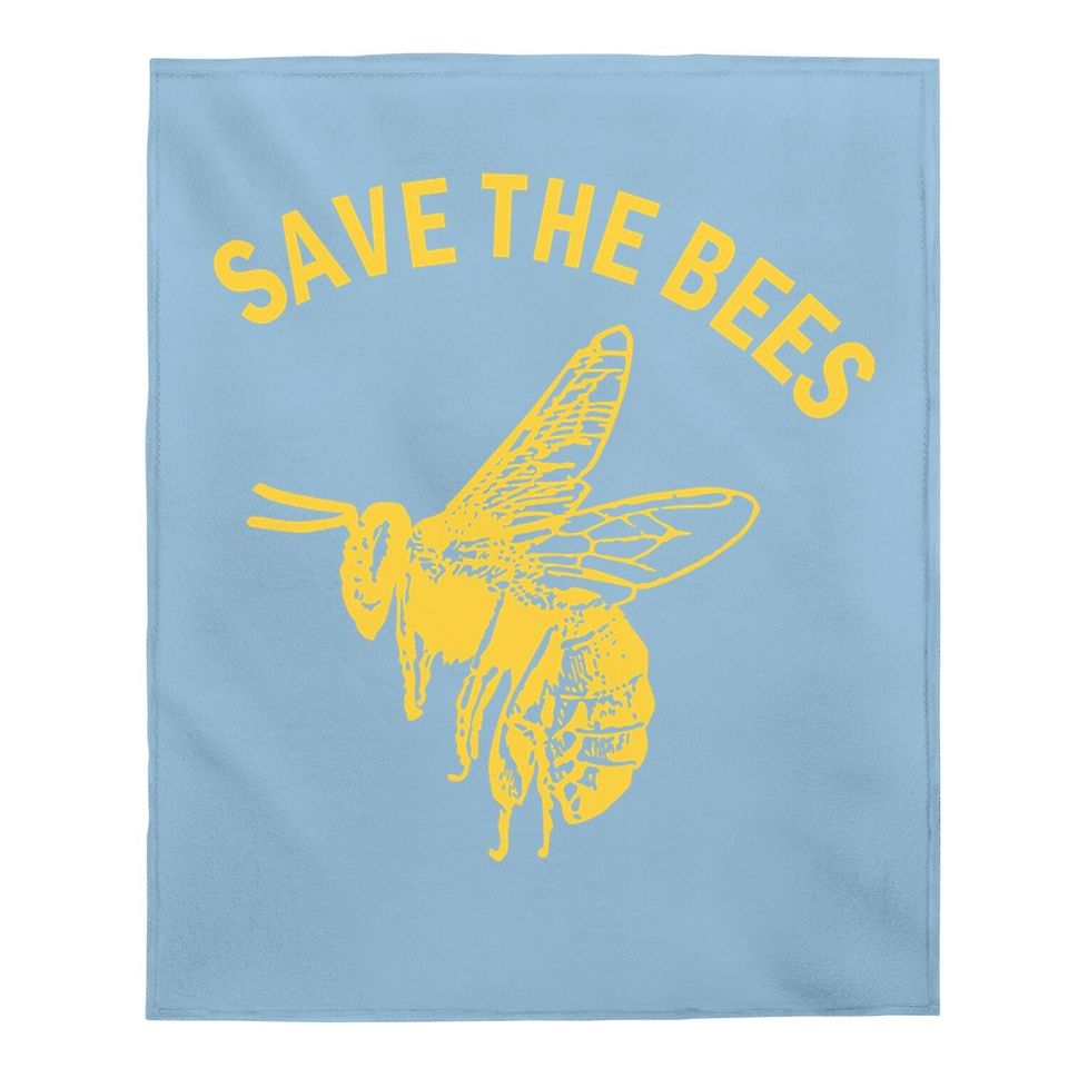 Save The Bees Baby Blanket Vintage Retro Graphic Yellow Casual Baby Blanket Tops