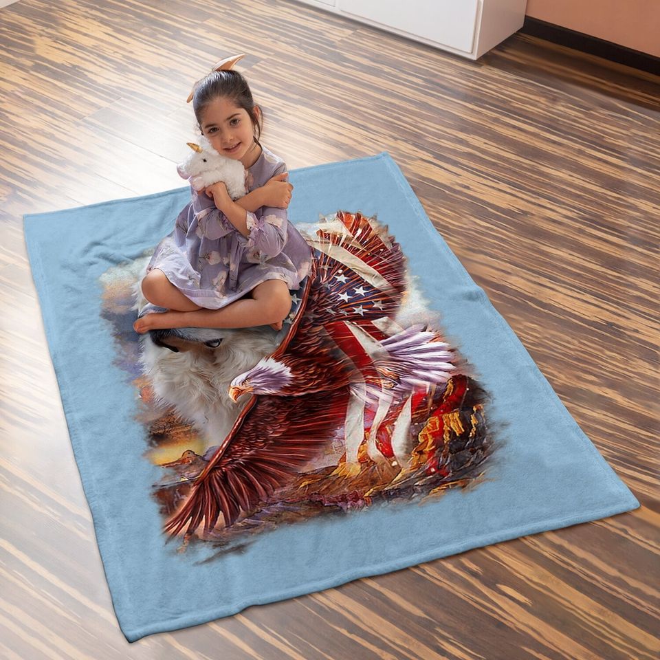 Great Pyrenees American Patriot Baby Blanket