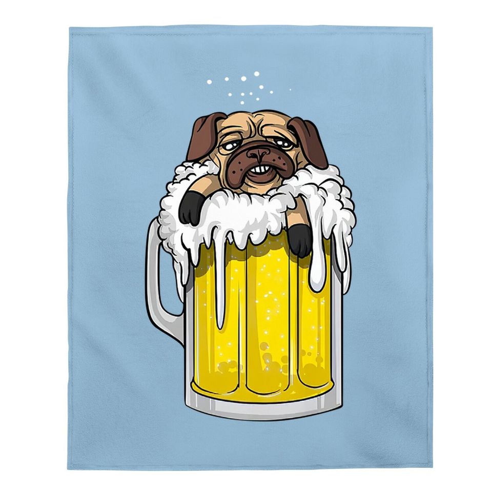 Pug Dog Beer Drinking Party Funny Premium Baby Blanket