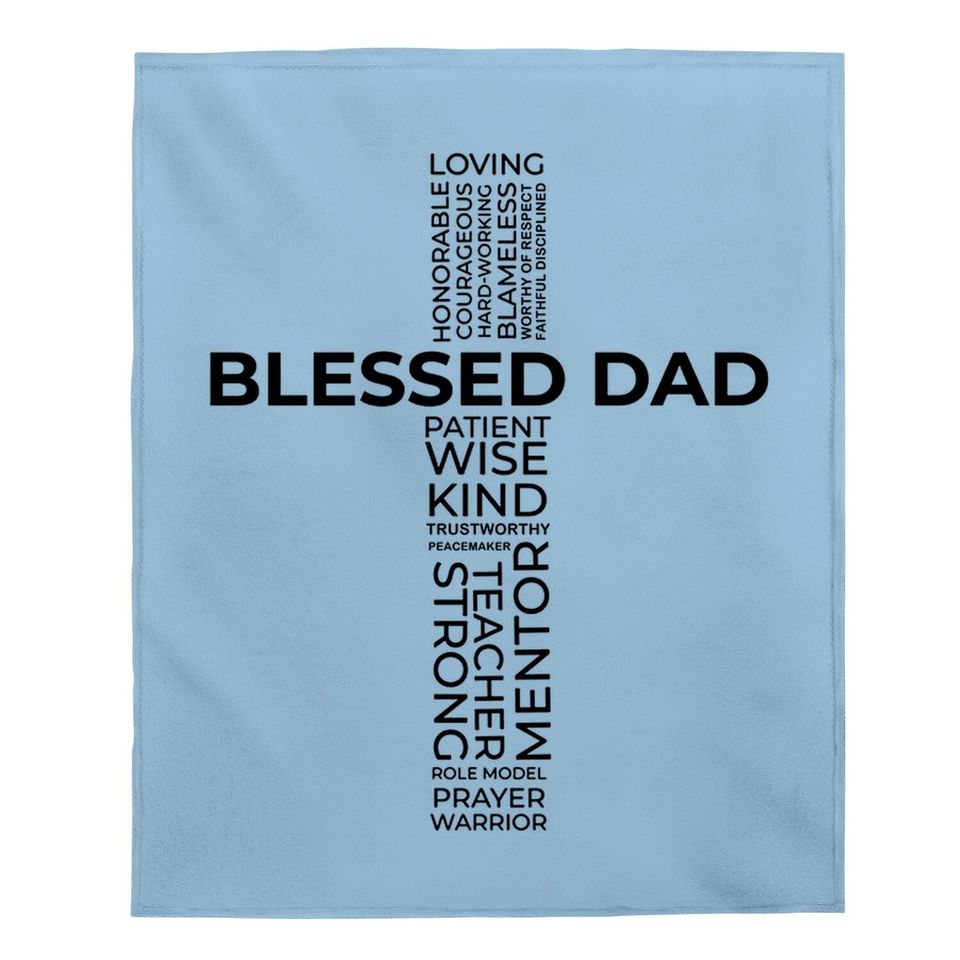 Christian Blessed Dad Cross Father's Day Baby Blanket