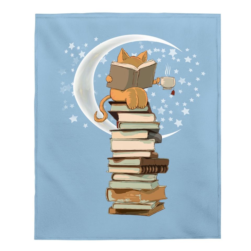 Kittens, Cats, Tea And Books Gift Reading By Moonlight Baby Blanket