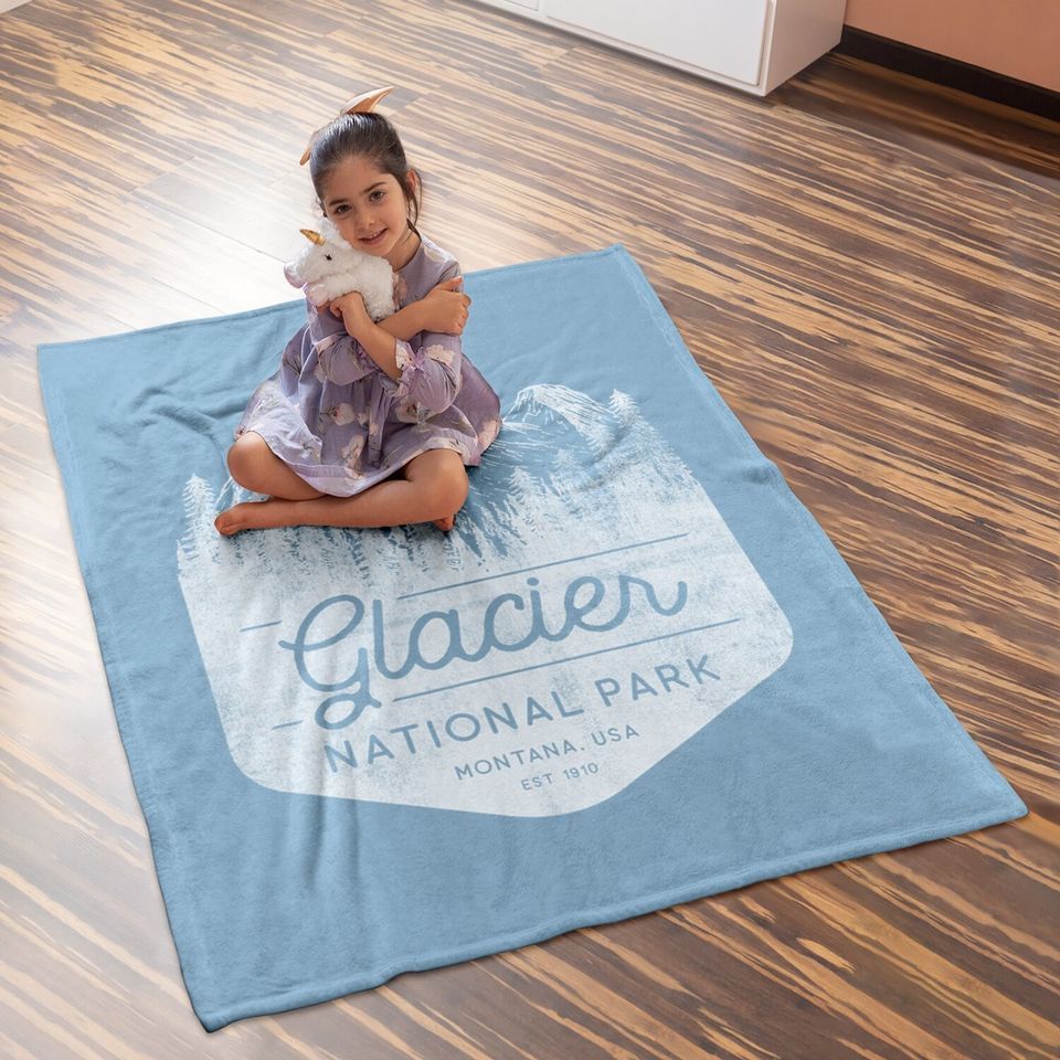 Family Vacation Design - Glacier National Park Baby Blanket