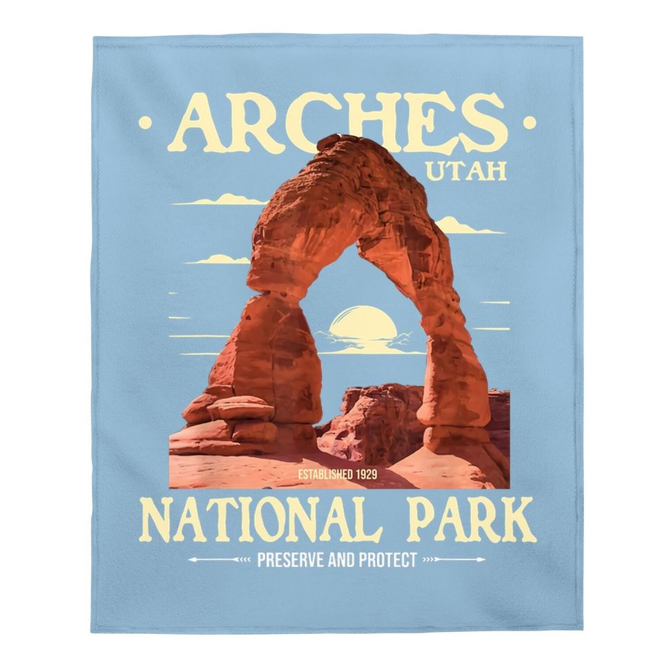 Arches National Park - Retro Hiking & Camping Lover Baby Blanket