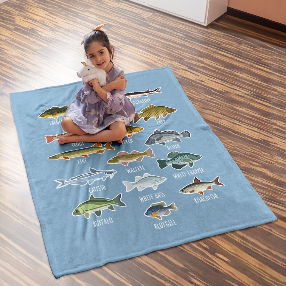 Types Of Freshwater Fish Species Fishing Baby Blanket