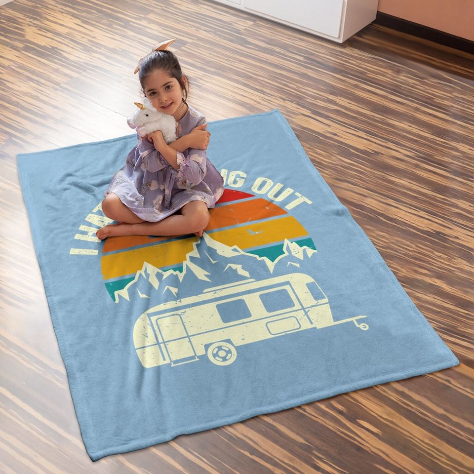 Retro Vintage Mountains I Hate Pulling Out Funny Camping Baby Blanket