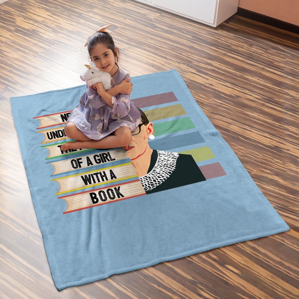 Feminist Ruth Bader Ginsburg Rbg Quote Girl With Book Baby Blanket