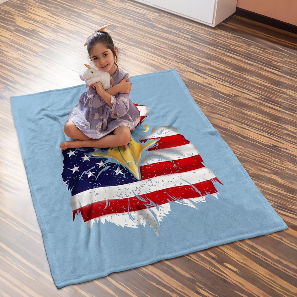 Bald Eagle 4th Of July American Flag Patriotic Freedom Usa Baby Blanket