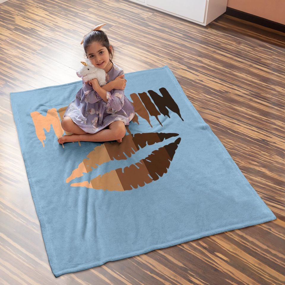 Melanin Shades Drippin Black Pride Afro Queen Gift Baby Blanket