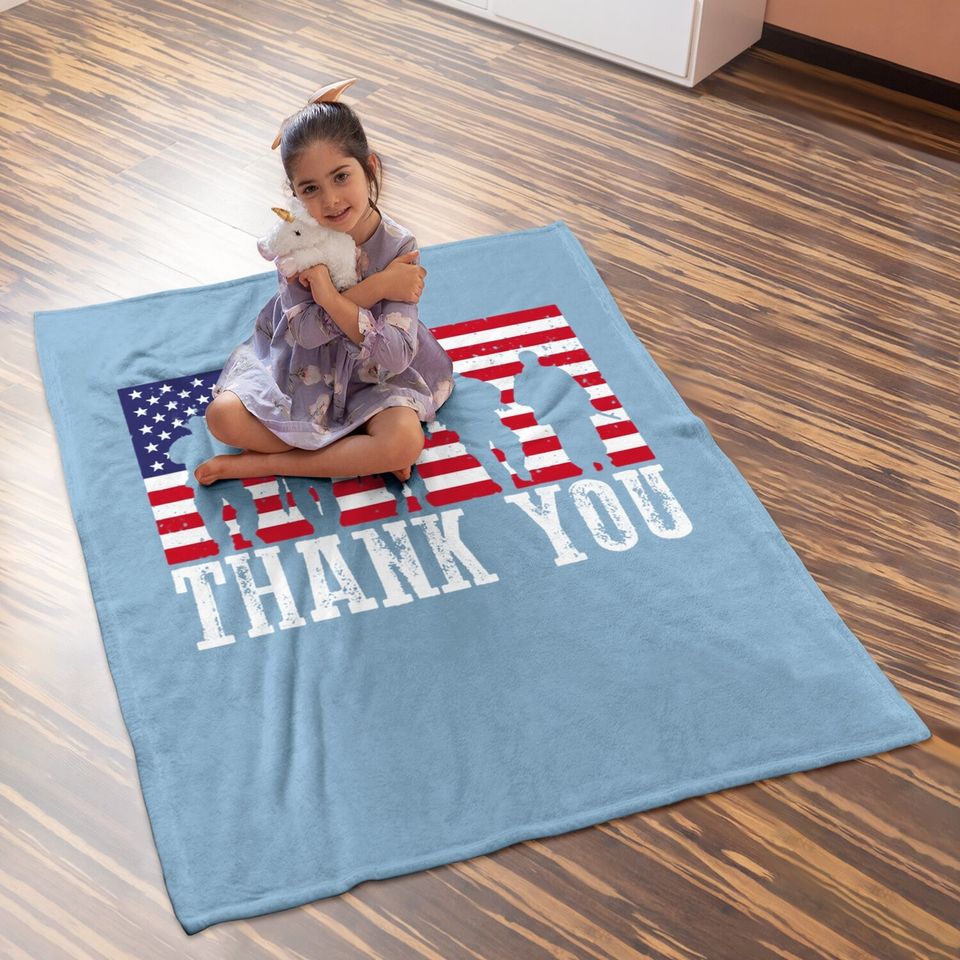 Veterans Day American Flag Thank You Baby Blanket