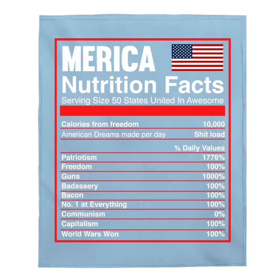 Patriotic Merica Nutrition Facts America Flag Baby Blanket