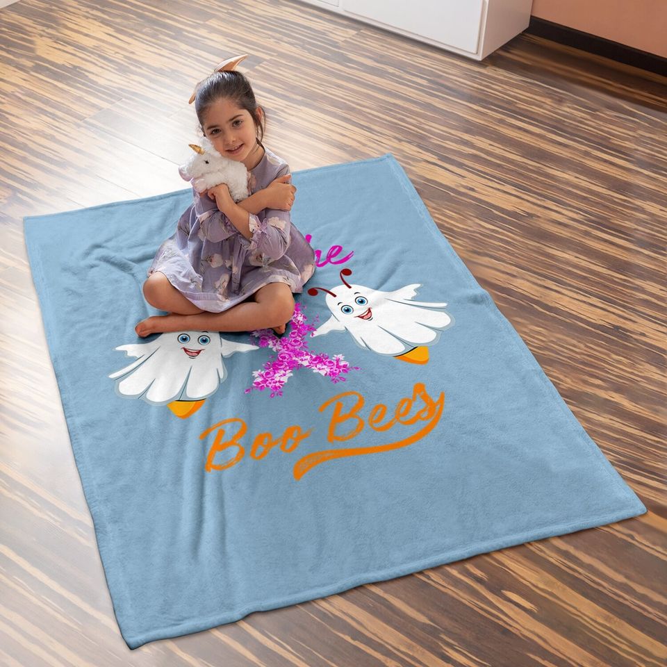 Breast Cancer Halloween Gift - Save The Boo Bees Baby Blanket
