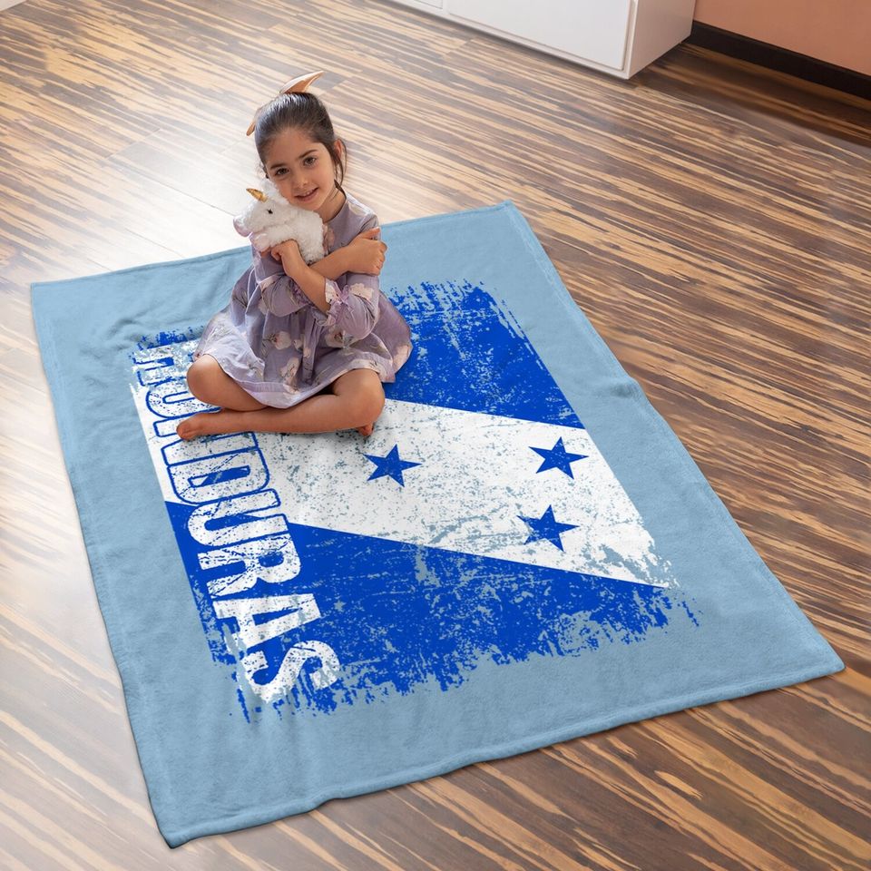 Honduras Flag Vintage Distressed Honduras Baby Blanket