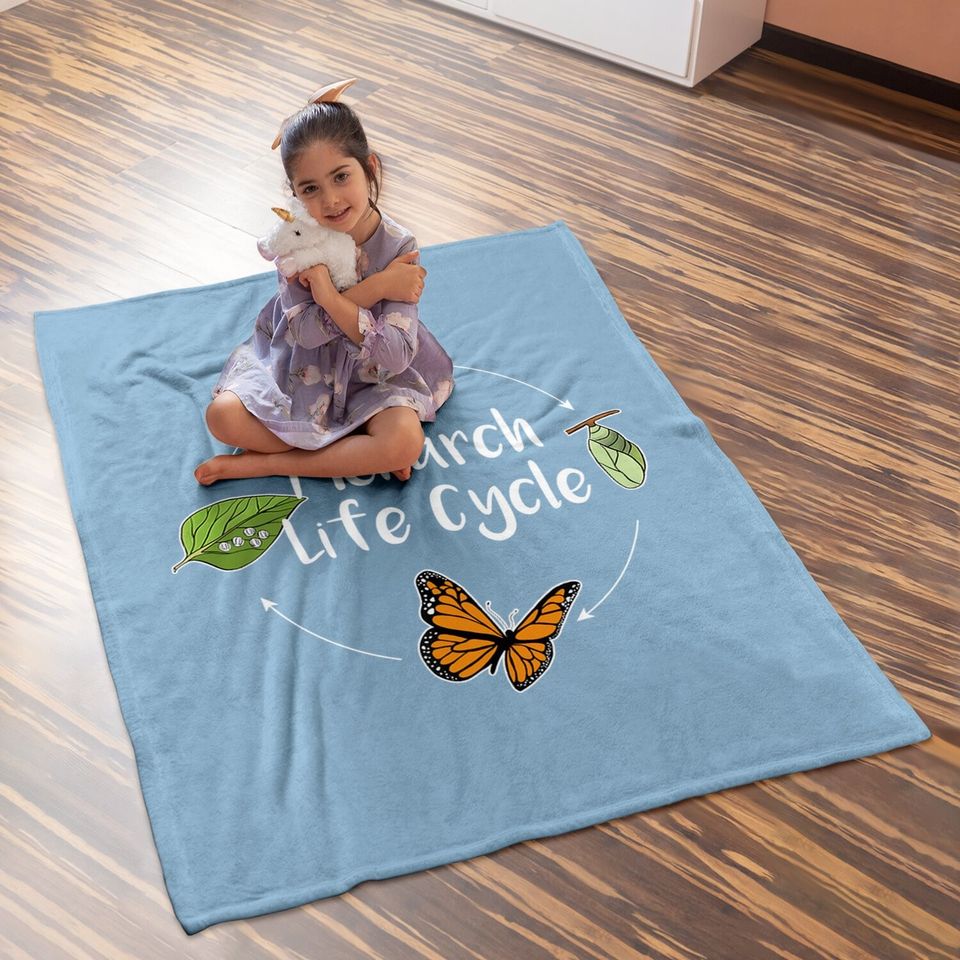 Monarch Life Cycle - Butterfly Caterpillar Gift Baby Blanket