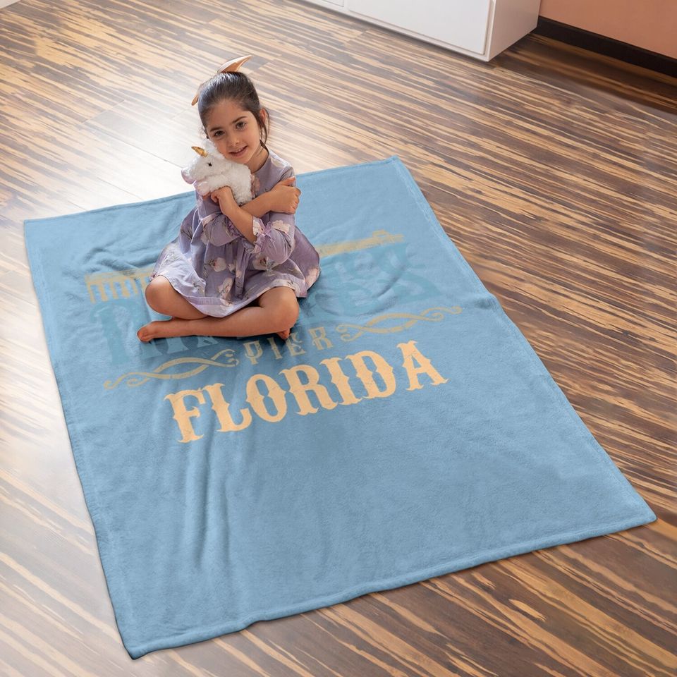 Distressed Graphic Naples Pier Florida Baby Blanket