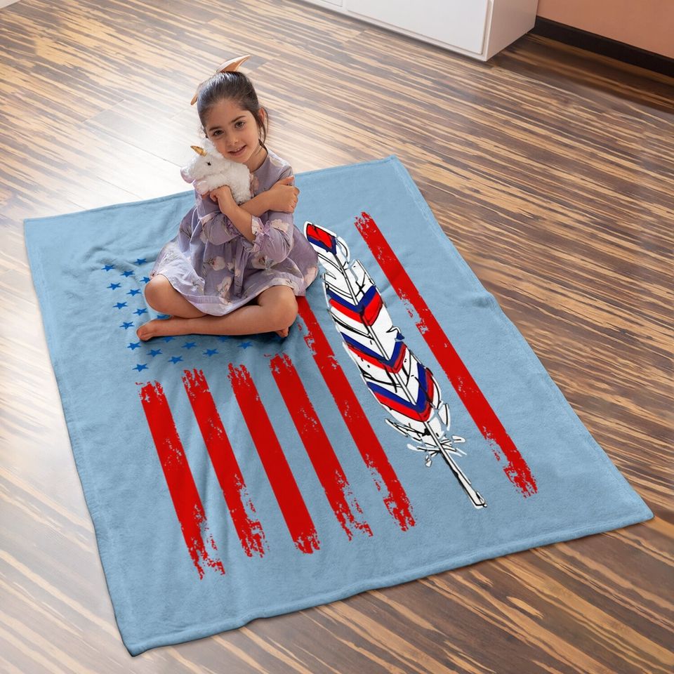 American Flag Native Pride 4th Of July Usa Patriotic Baby Blanket