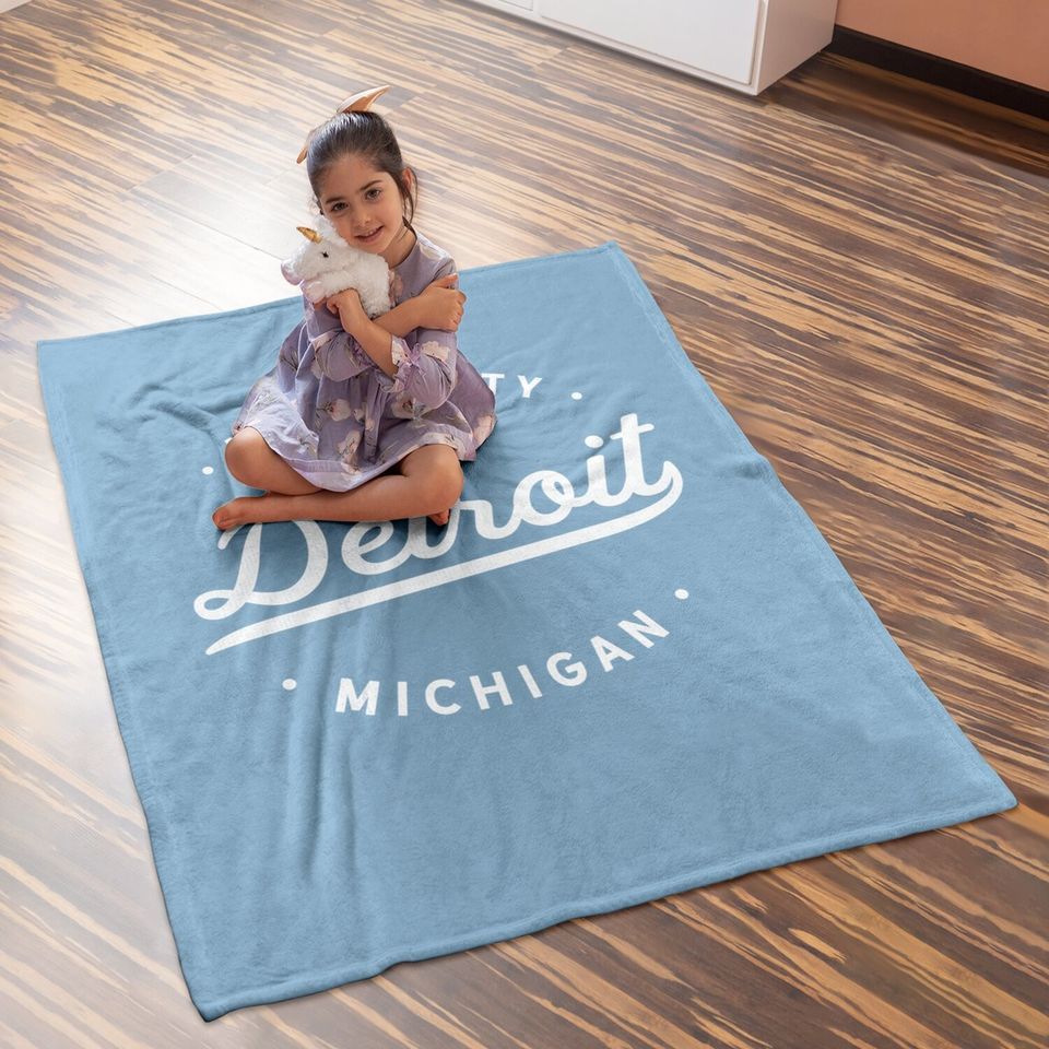Classic Retro Vintage Detroit Michigan Motor City Baby Blanket